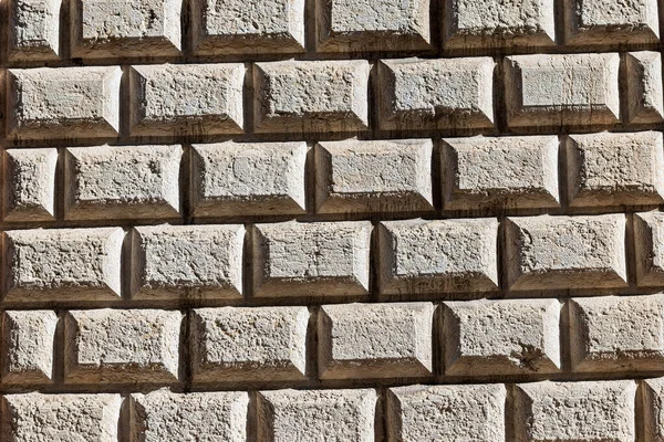Ashlar Bugnato Italštině Detailní Záběr Zeď Velkých Kamenných Bloků Městě — Stock fotografie