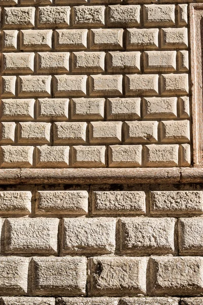 Ashlar Bugnato Italštině Detailní Záběr Zeď Velkých Kamenných Bloků Městě — Stock fotografie