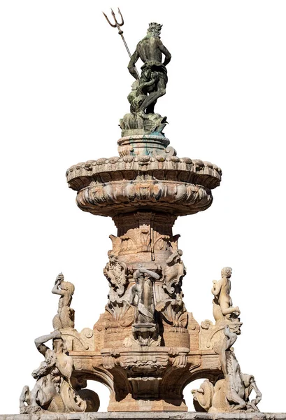 Fountain Neptune Isolated White Background Piazza Del Duomo Cathedral Square — Stock Photo, Image