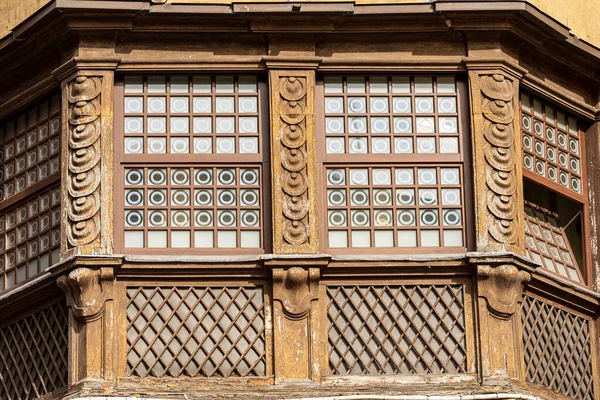 Closeup Antiga Varanda Coberta 1685 Palazzo Marsigli Marsili Antigo Palácio — Fotografia de Stock