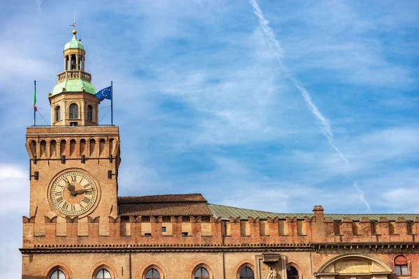 Torre Degli Accursi Palazzo Accursio Bologna Şehir Merkezindeki Saat Kulesi — Stok fotoğraf