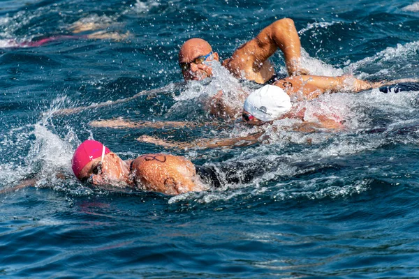 Tellaro Gulf Spezia Liguria Itália Julho 2019 Competição Natação Mar — Fotografia de Stock