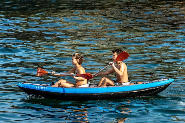 Gulf Spezia Liguria Italy July 2019 Young Couple Man Woman — Stock Photo, Image