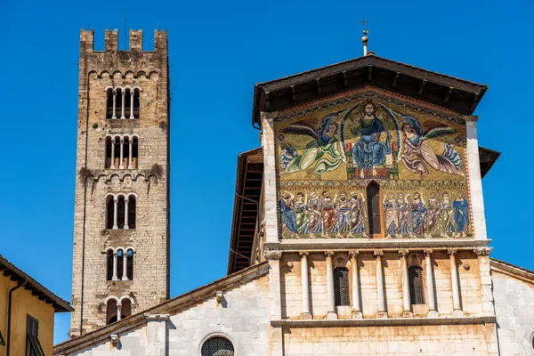 Nahaufnahme Der Basilika San Frediano Romanischen Stil Jahrhundert Mit Dem — Stockfoto