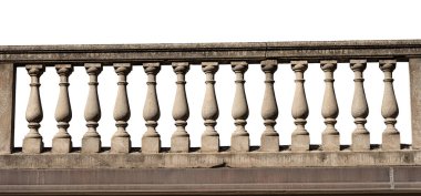 Close-up of a grey concrete balustrade isolated on white background clipart