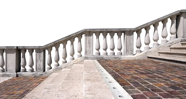 Marble Porphyry Stairway White Balustrade Isolated White Background — Stock Photo, Image