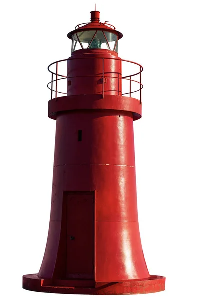 Old Red Lighthouse Isolated White Background Photography Port Spezia Liguria — Stock Photo, Image