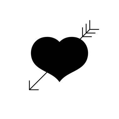 Sevgililer günü kartı - siyah kalp izole ok ile