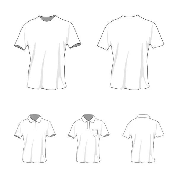 T-shirt polo modello set, vista anteriore e posteriore — Vettoriale Stock