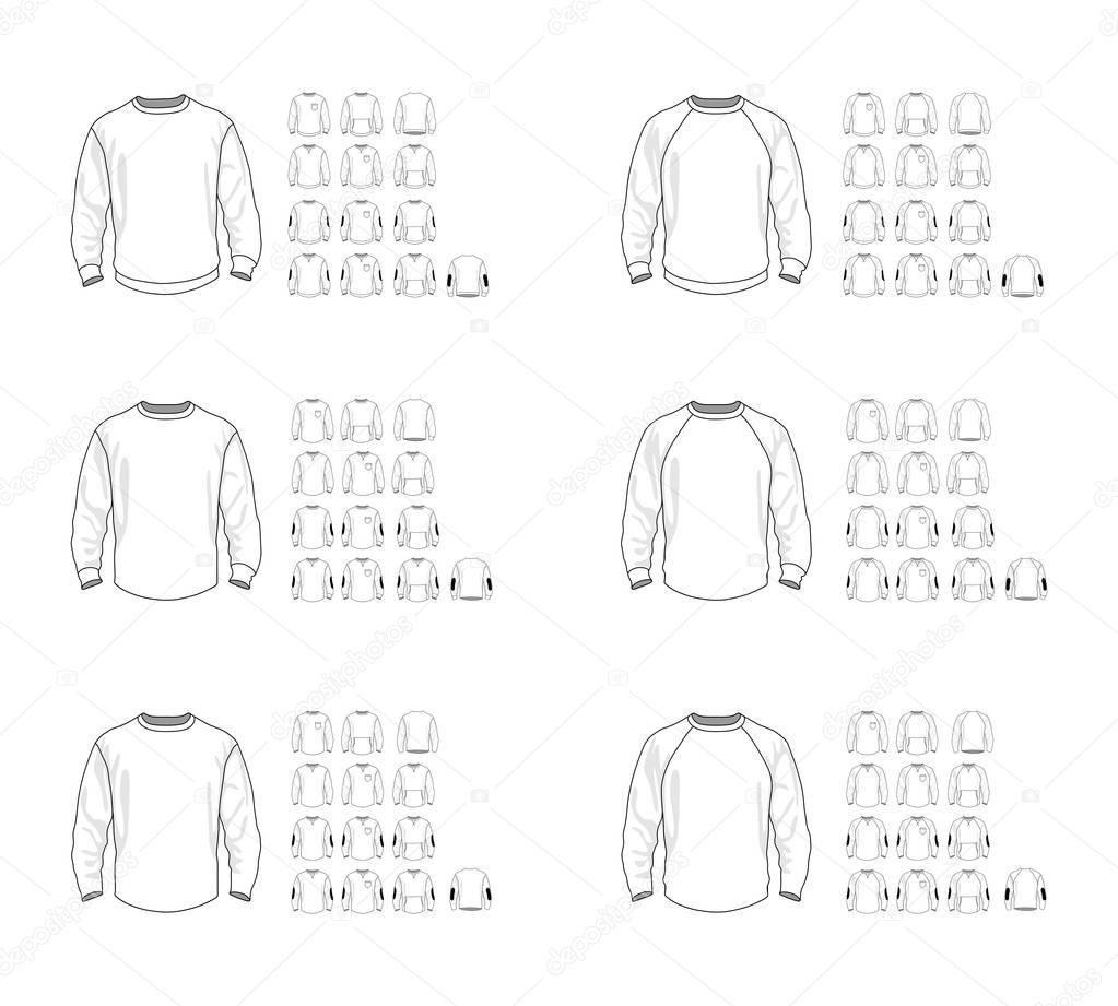 Sweatshirt template different vector models, front and back view