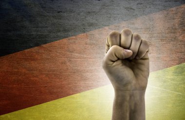 Bayrak Almanya çerçevede yumruk sıkılı el