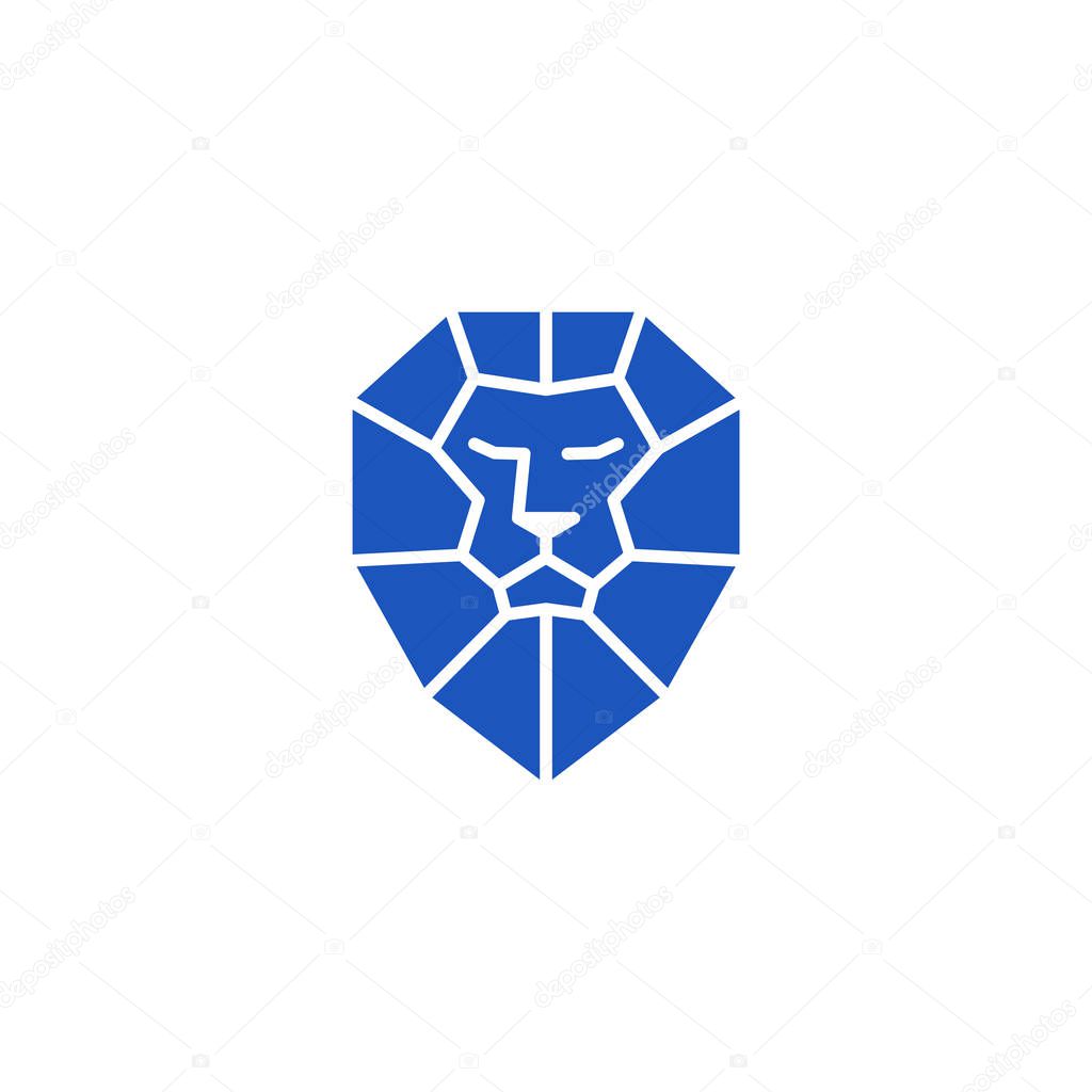 Lion shield logo design template. Lion head logo. Element for the brand identity. Vector illustration