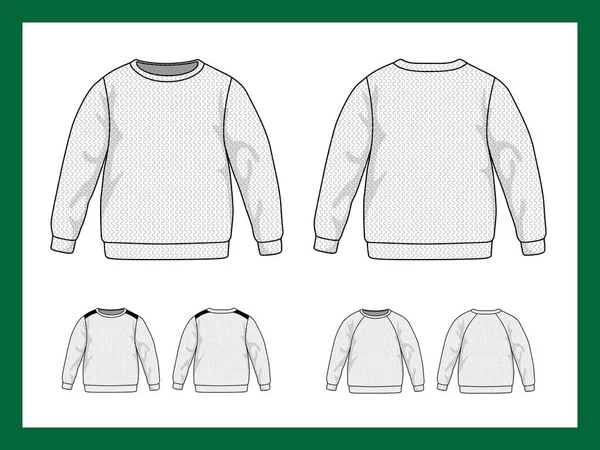 Vektor-Bildvorlagen Kinder Pullover Ärmel Raglan klassischer Kragen — Stockvektor