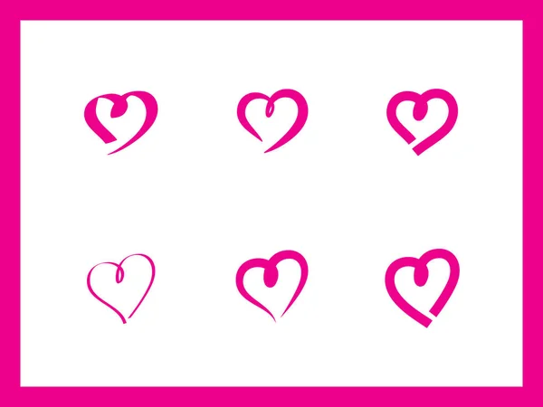 Conjunto de corações rosa simples —  Vetores de Stock