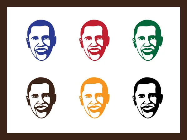 Rostro del expresidente Barack Obama en diferentes colores — Vector de stock