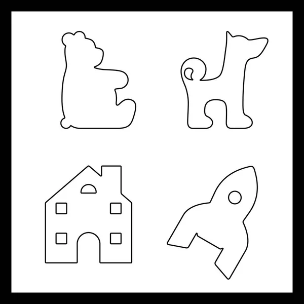 Contorno de perro, cohete, casa, oso — Vector de stock