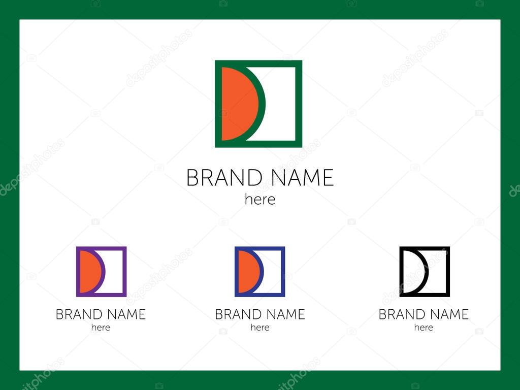 Creative writing of letter D for company's brand. Vector set in various colors