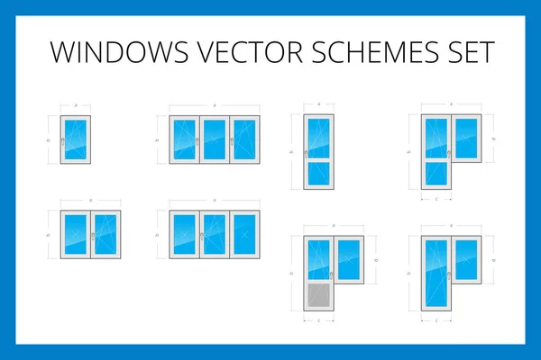 Вікна та двері типи схема векторний набір — стоковий вектор