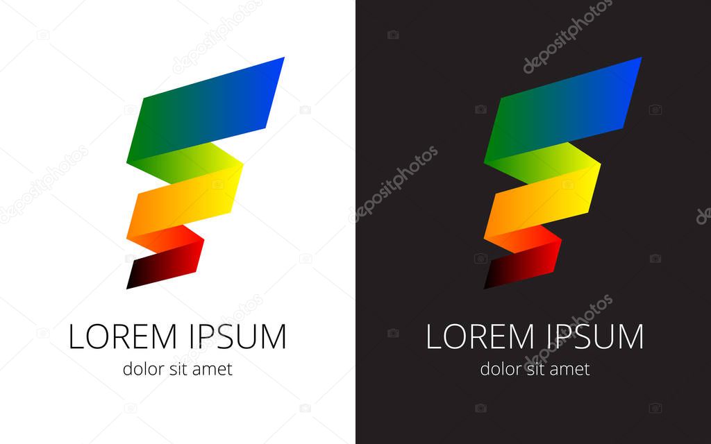 Colorful storm or curl for company's brand on black and white background