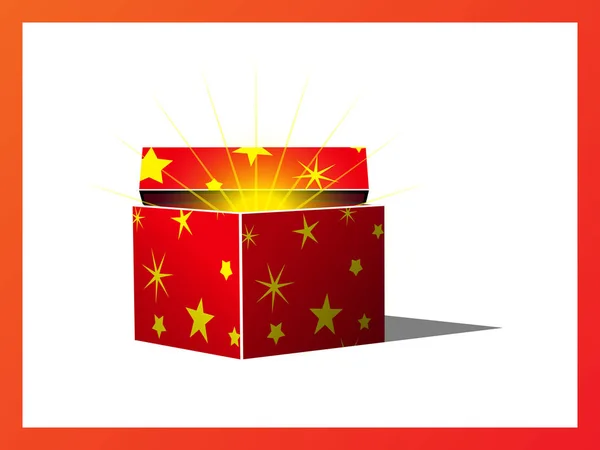 用星星图案的红色开放魔力礼物盒 — 图库矢量图片