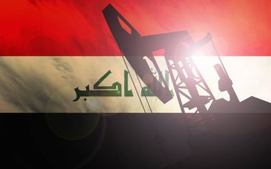 Yağ pompası Irak bayrağı arka plan gölgesi