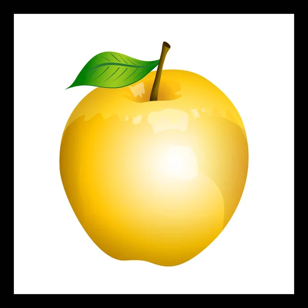 Manzana amarilla fresca sobre fondo blanco vector ilustración — Vector de stock