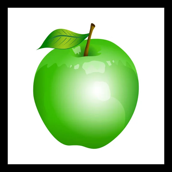 Manzana verde sobre fondo blanco vector ilustración — Vector de stock