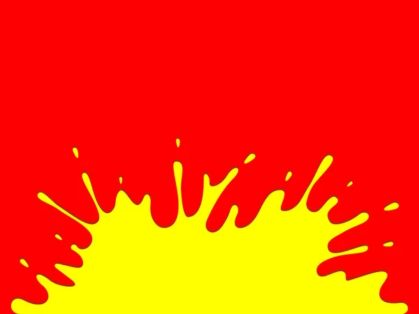 Fleck gelber Farbe auf rotem Hintergrund — Stockvektor