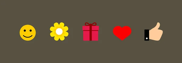 Web icons herz, smile, like, gift, flower — Stockvektor