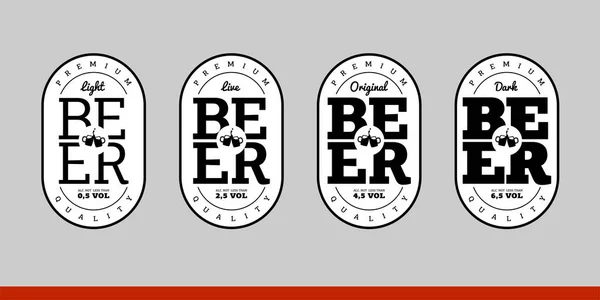 Stylische ovale Etiketten für verschiedene Biere — Stockvektor