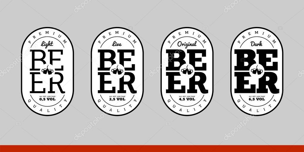 stylish oval labels for different beers