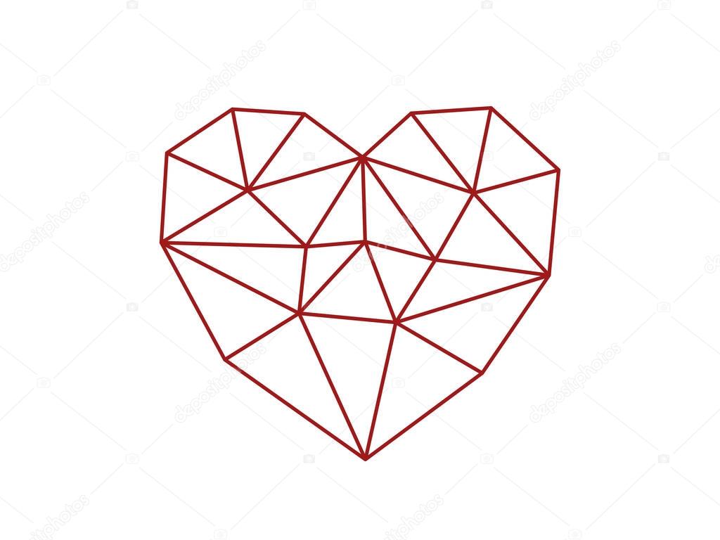 Heart red line on white background