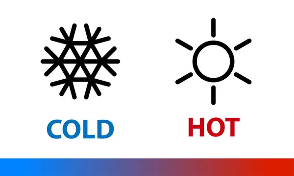 Snowflake and Sun icons with words Cold and Hot — Stock Vector