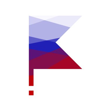 Rus bayrağı bayrak direği üzerinde. düşük Poli