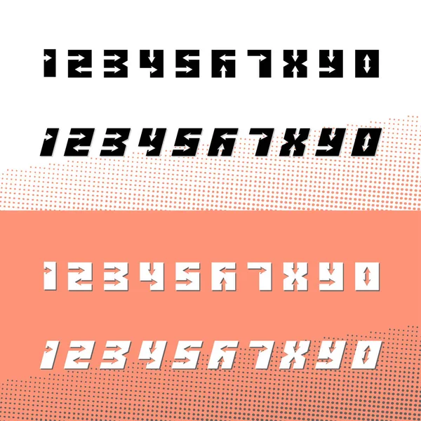 Шрифт контрформы со стрелками чисел. Декоративные элементы дизайна — стоковый вектор