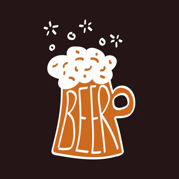 Tasse à bière artisanale avec mousse. vecteur de croquis — Image vectorielle