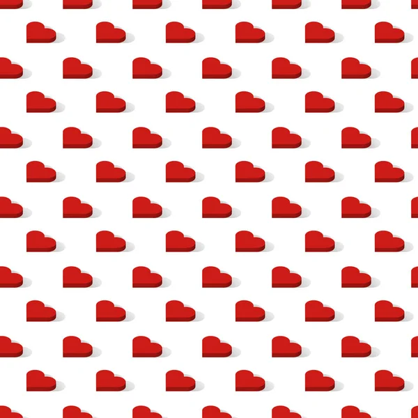 Isométrico corações vermelhos amor sinais padrão sem costura —  Vetores de Stock