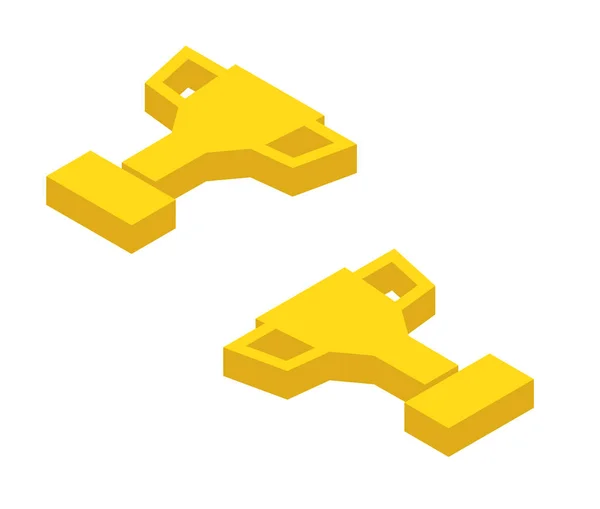 Trofee Cups Awards pictogram Set isometrische weergave symbool van succes Spo — Stockvector