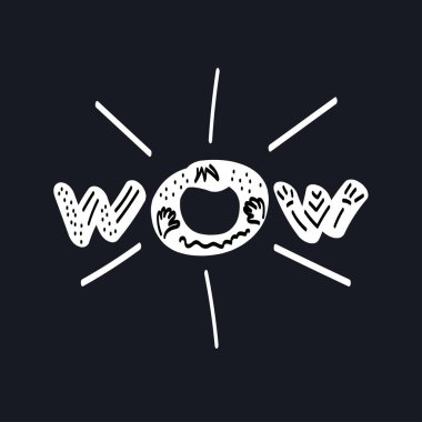 Yazıt Vay. Çizilmiş tasarım word kart, baskı, poster için el,