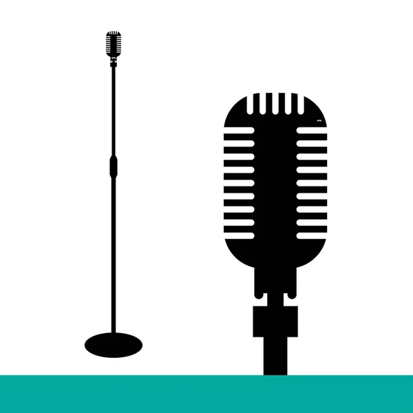 Иконный микрофон, иллюстрированный микрофон, микрофон. Плоский дизайн, вектор — стоковый вектор