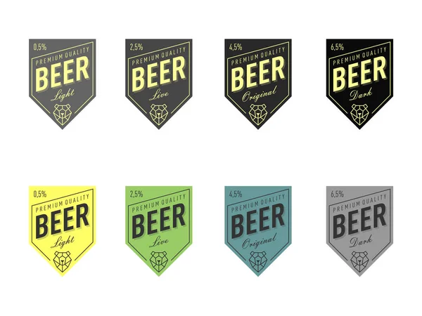 Bier-Etikett-Design mit Bärenkopf polygonale Linie Stil-Set. dunkel, — Stockvektor
