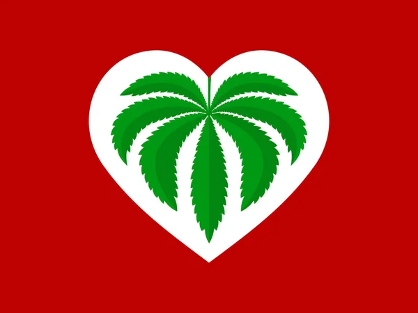 Corazón con cannabis dentro — Vector de stock