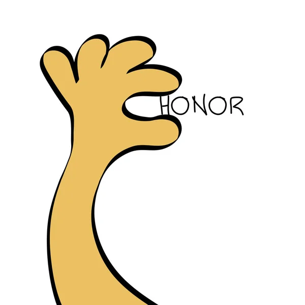 Gest ręki. Palce Wyświetlono mały napis honor. Mały symbol lub brak ludzi honoru. Ilustracja wektorowa — Wektor stockowy