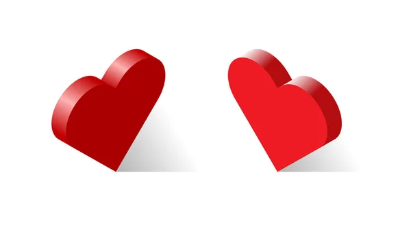 Ισομετρικές 3d καρδιά υπογράφουν σύνολο. Θέα από την δεξιά, αριστερά — Διανυσματικό Αρχείο