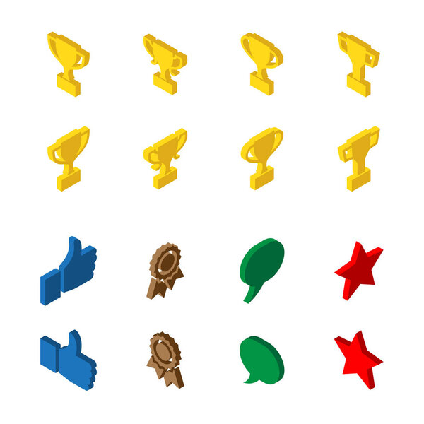 Icons of sport and victory in isometric