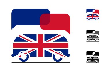 Otobüste yer adı şirket için büyük Britanya bayrağı