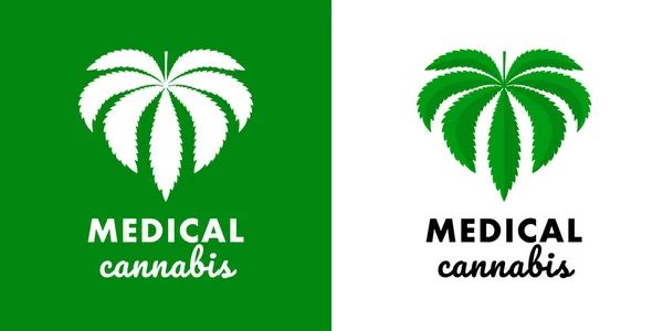 Hoja de marihuana. Planta medicinal de cannabis . — Vector de stock