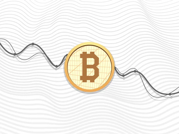 Teken van bitcoin is op neerwaartse grafiek — Stockvector