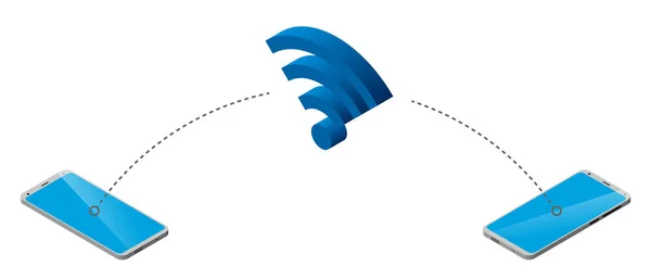 Смартфон с иконкой wi-fi на белом фоне. изометрия — стоковый вектор