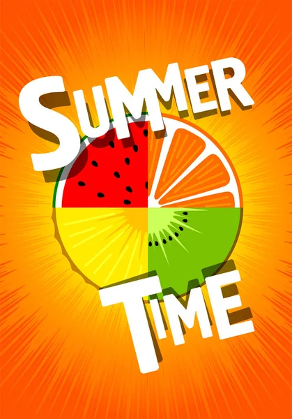 Hora de Verão. cartaz para lojas. fundo de fruta — Vetor de Stock